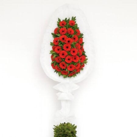 Tek Kat Kırmızı Gerbera Çelenk